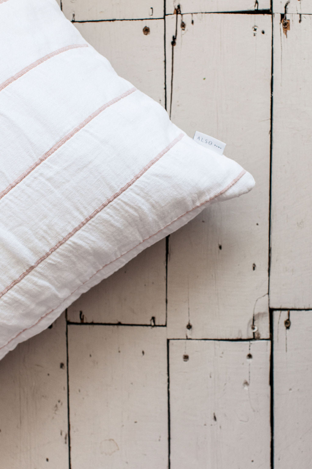 Isen Wide Stripe Cushion in Blush Pink - 65x65cm