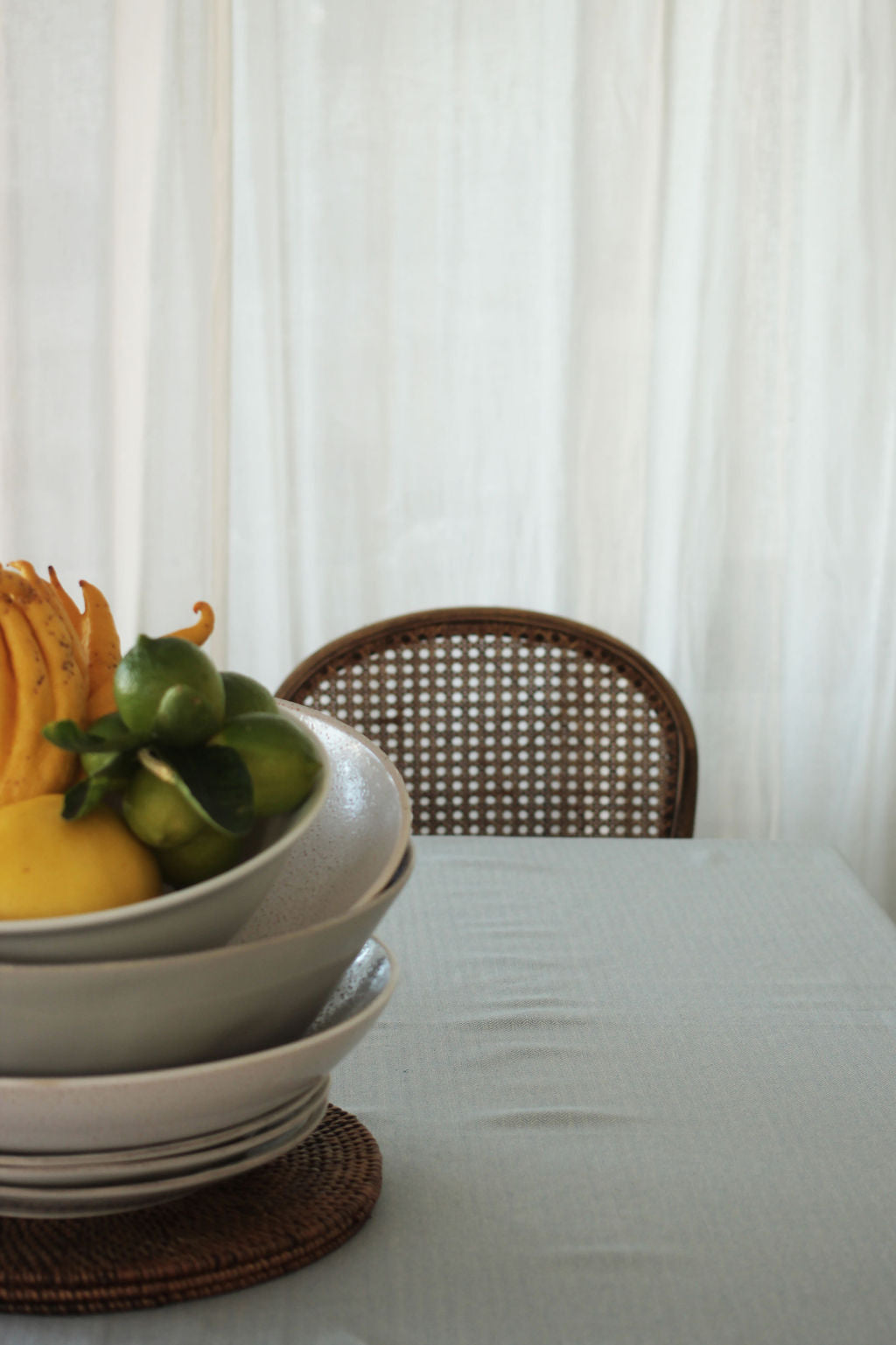 Cotton Herringbone Tablecloth - Blue