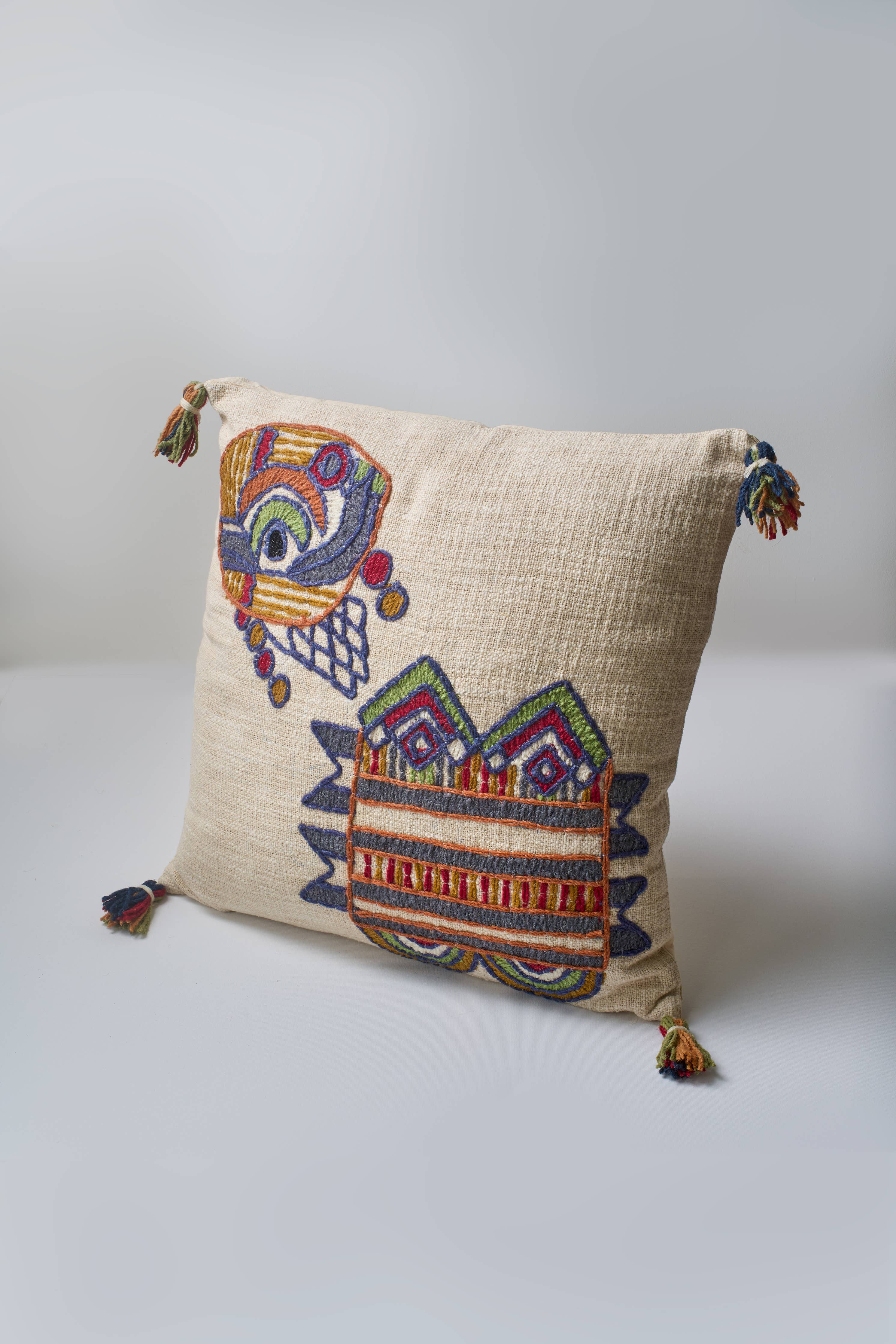 Embroidered Tribal-inspired Cushion