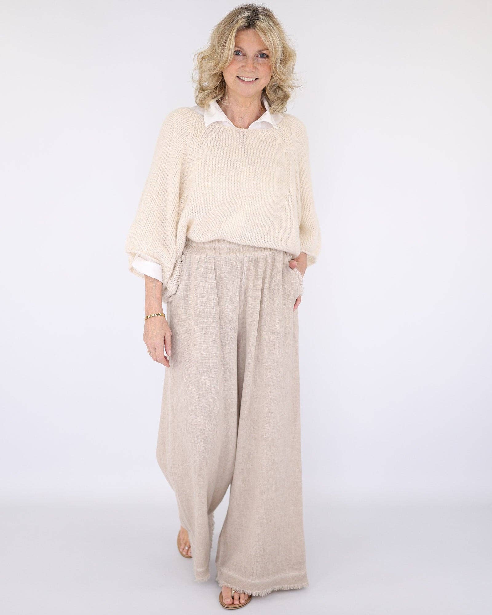 Linen and Cotton Blend Trousers