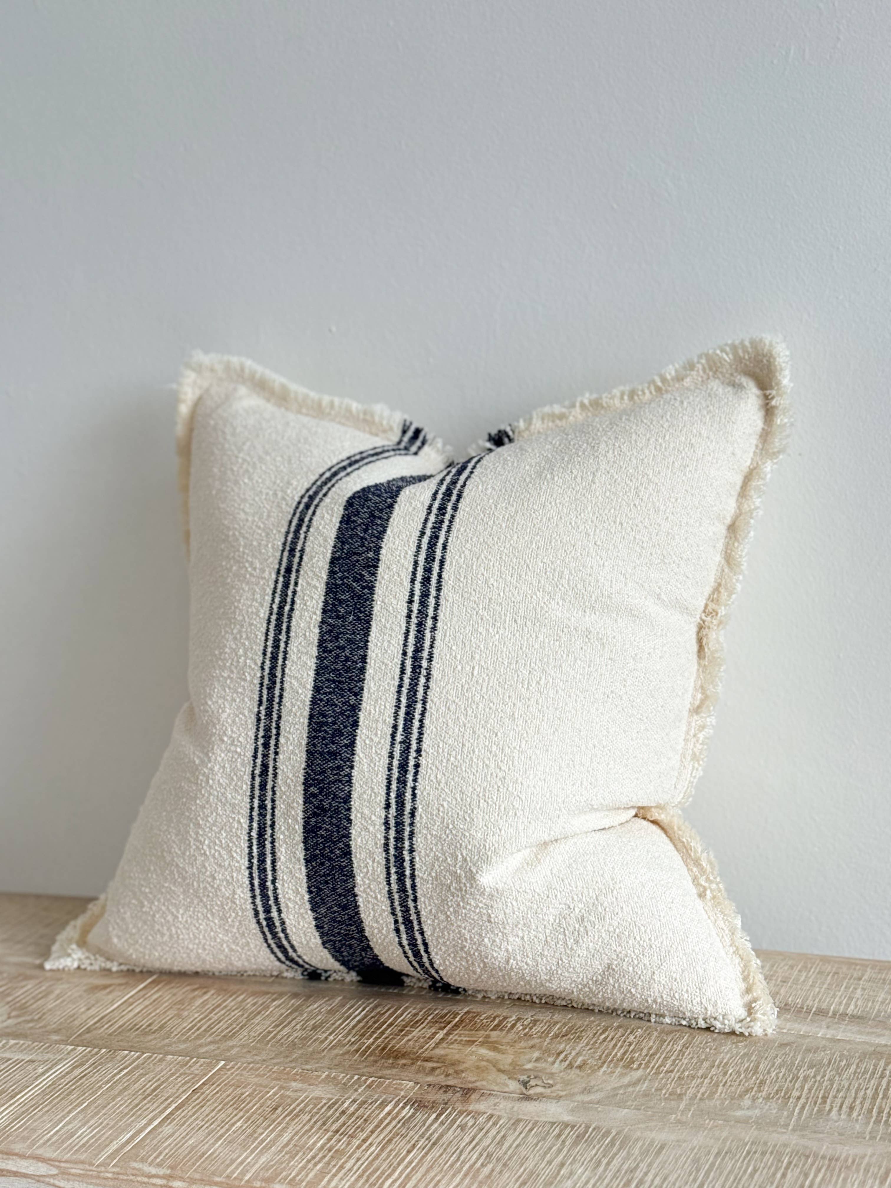Ellie Cotton Blend Cushion 45x45 - Navy Stripe