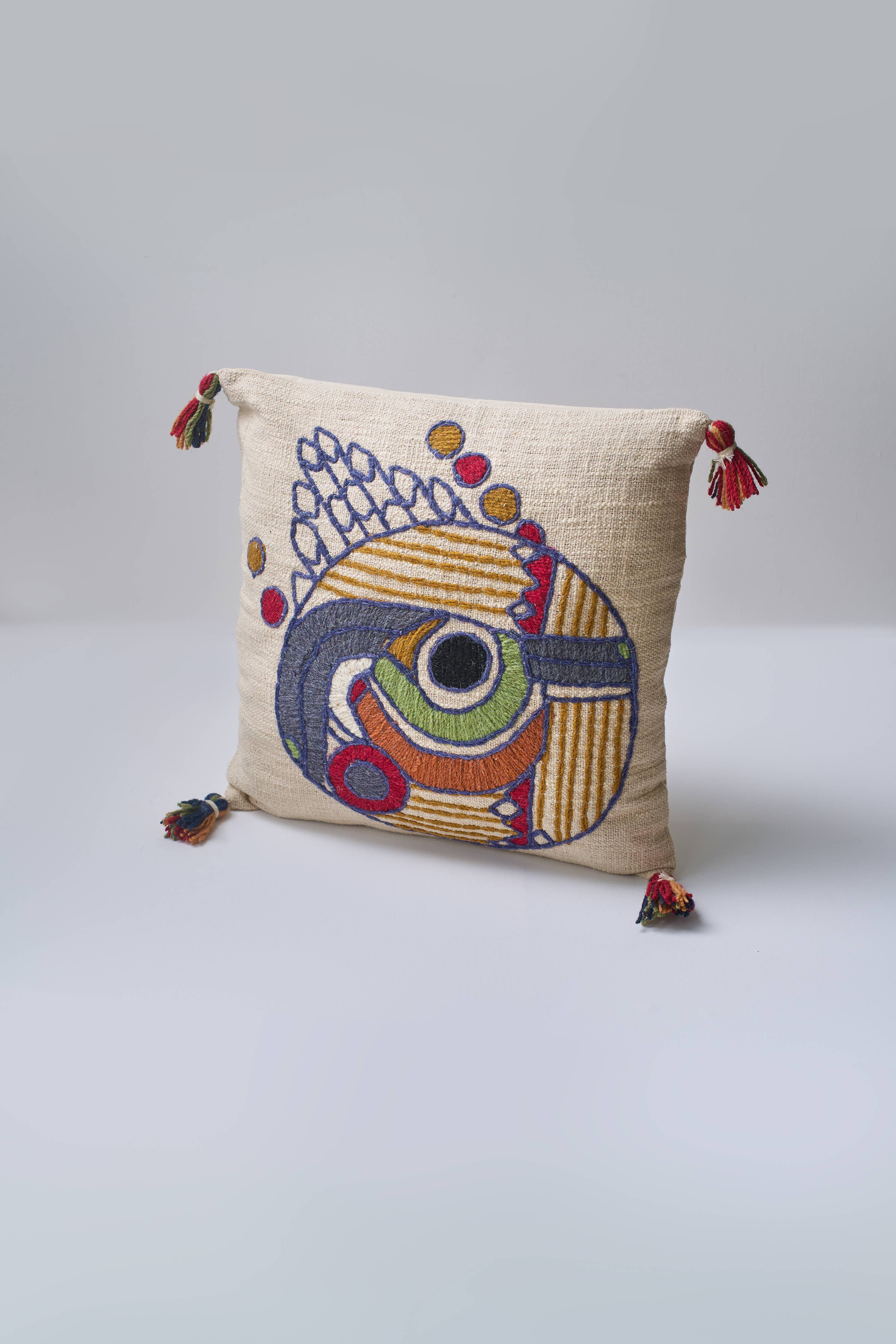 Embroidered Abstract Design Cushion