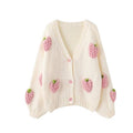 Strawberry Applique Cardigan in Cream