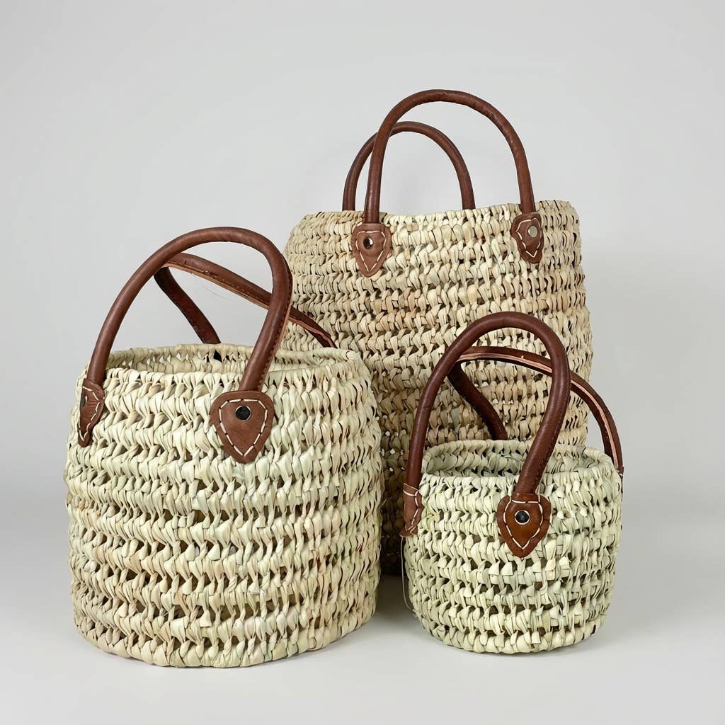 Natural Woven Palm Market Basket