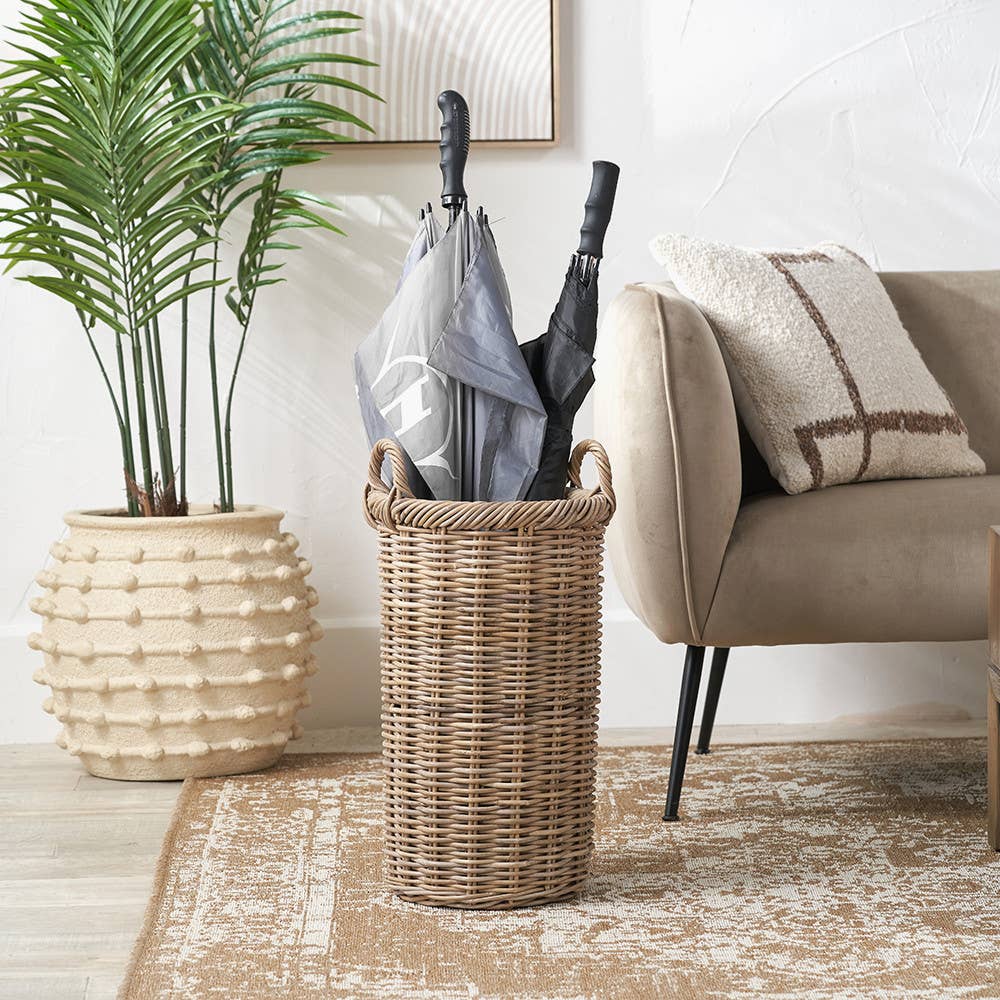 Tobs Grey Kubu Rattan Umbrella Basket