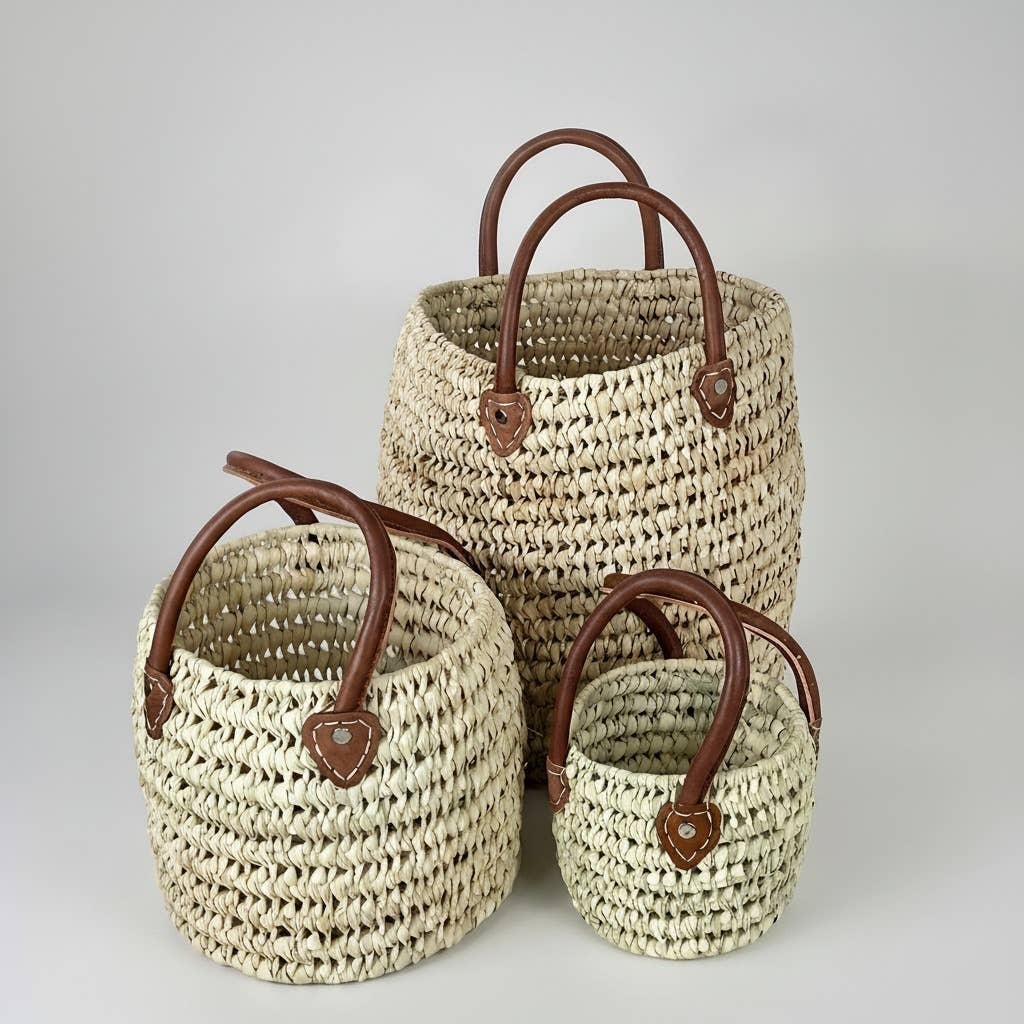 Natural Woven Palm Market Basket
