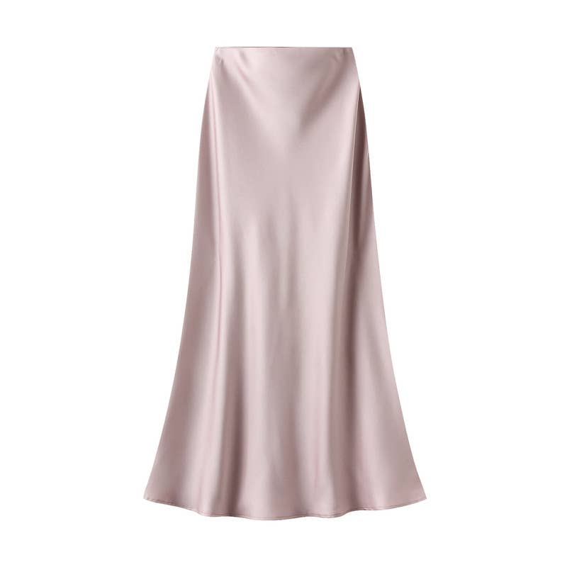 Satin Slip Skirt in Pink