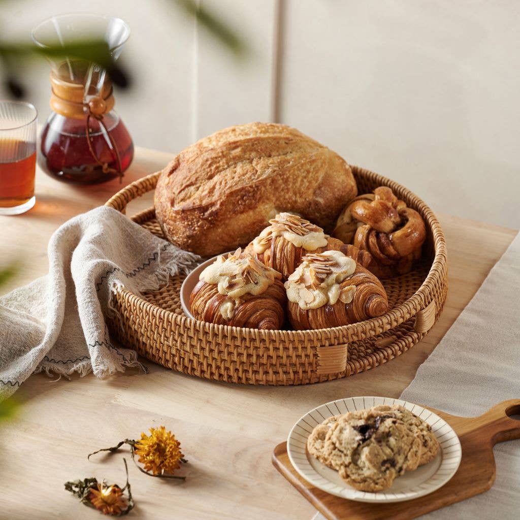 Rattan Trays - Round Hand Woven Wicker Serving Tray Decor