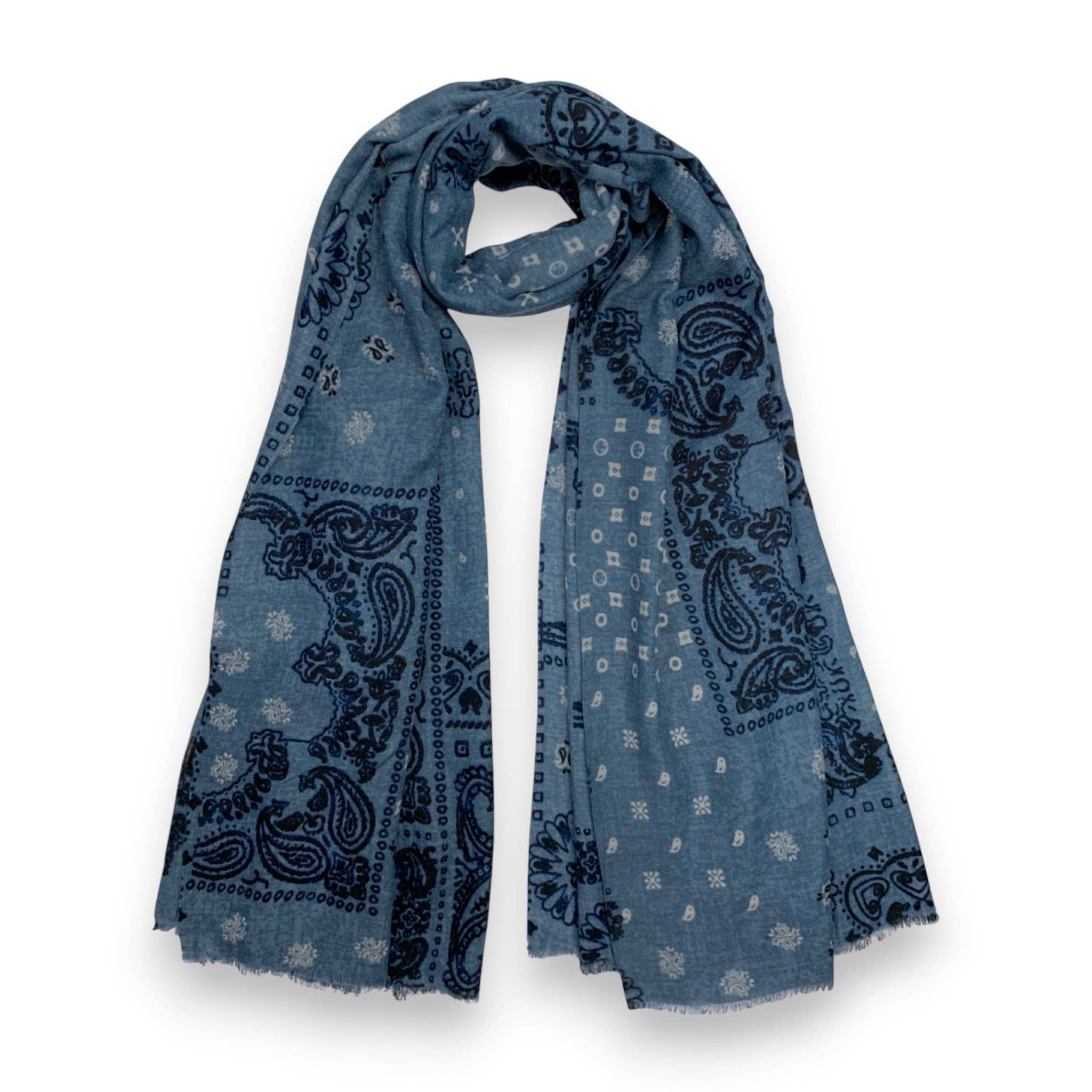 Bandana Print Wool Blend Scarf