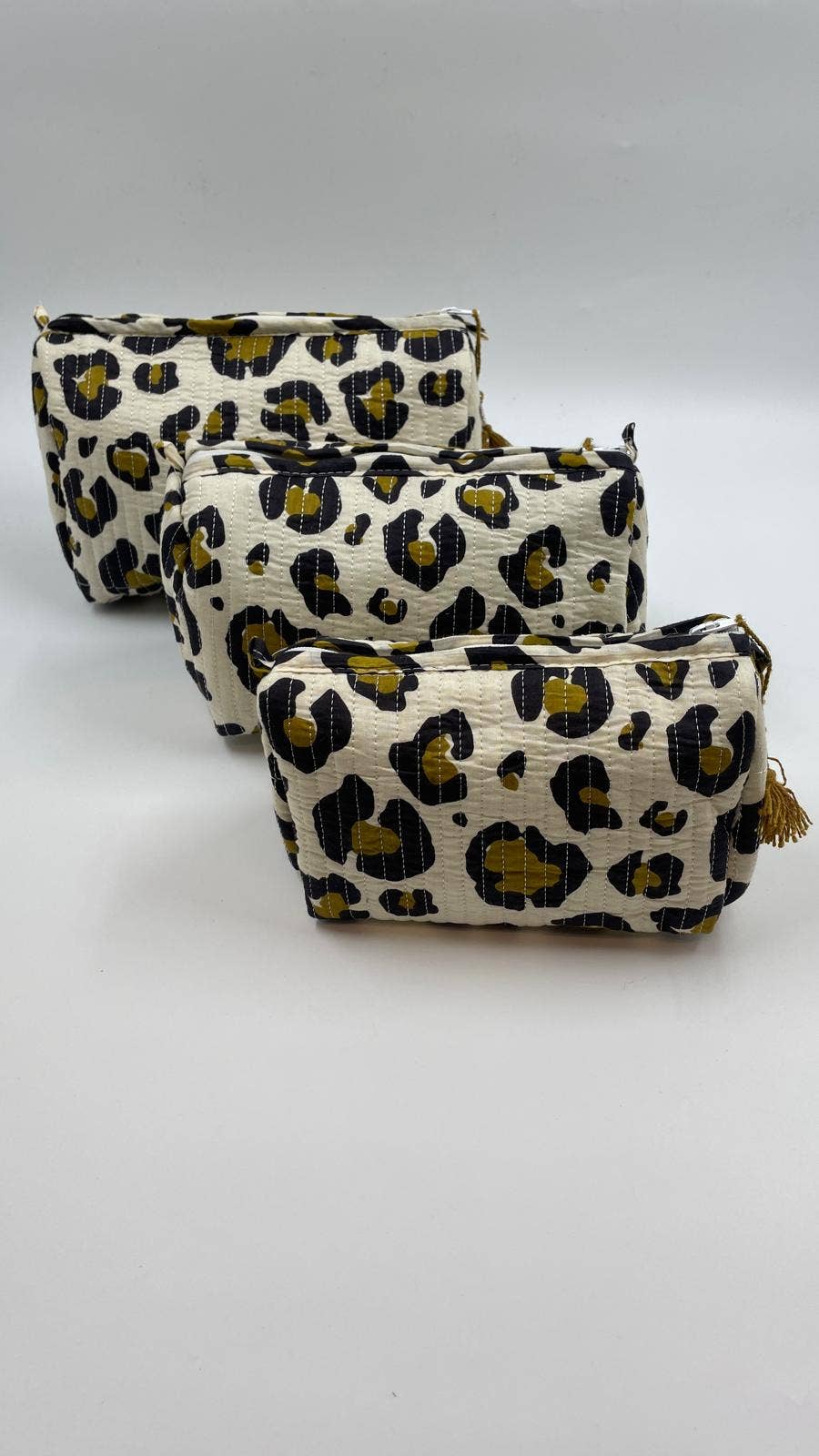100% Cotton Quilted Washbag - Leopard Print