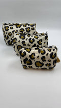 100% Cotton Quilted Washbag - Leopard Print