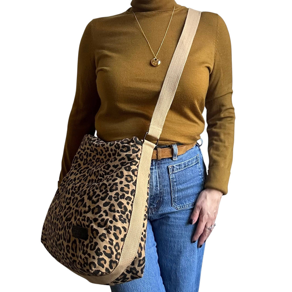 Portland messenger bag  - sand leopard print