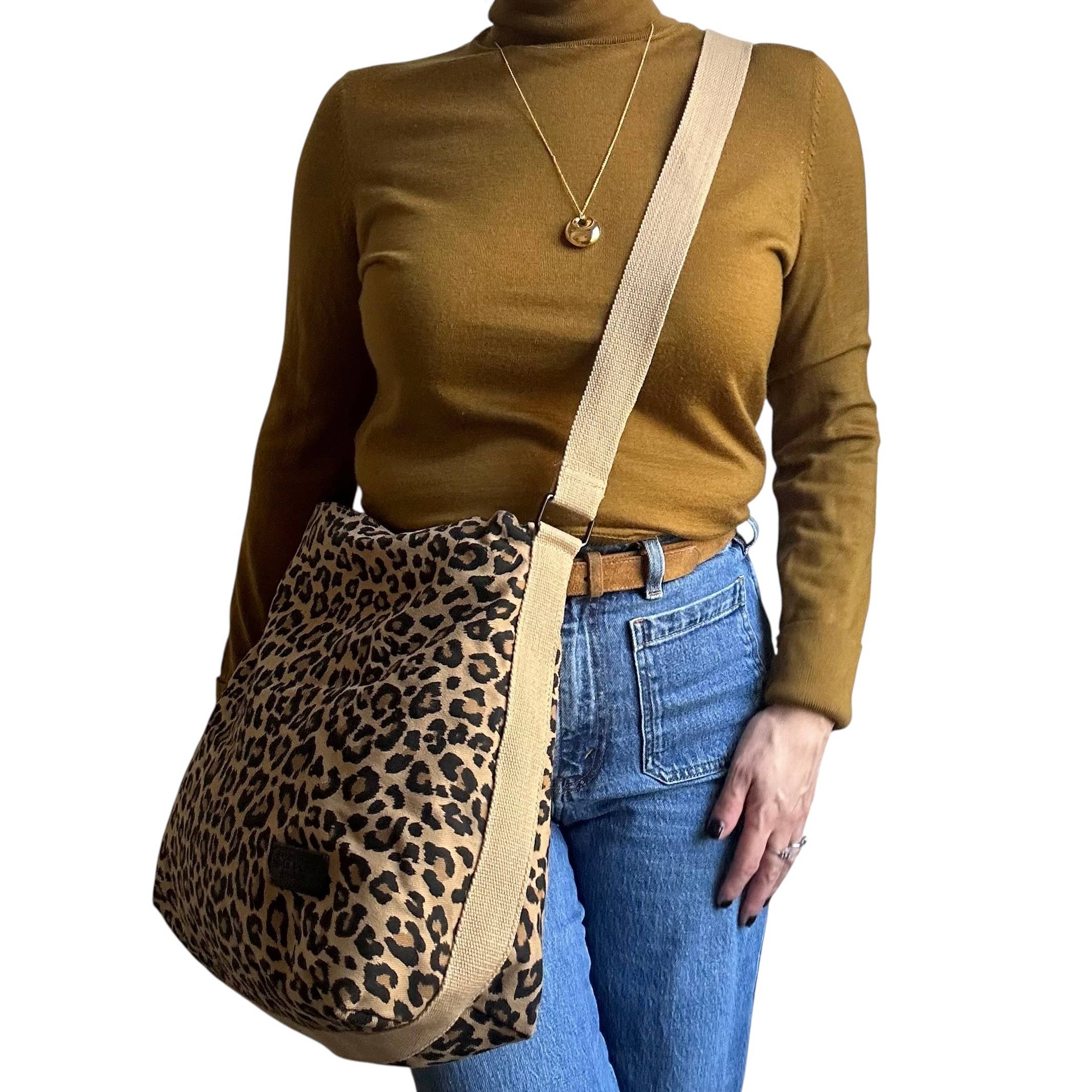Portland messenger bag  - sand leopard print