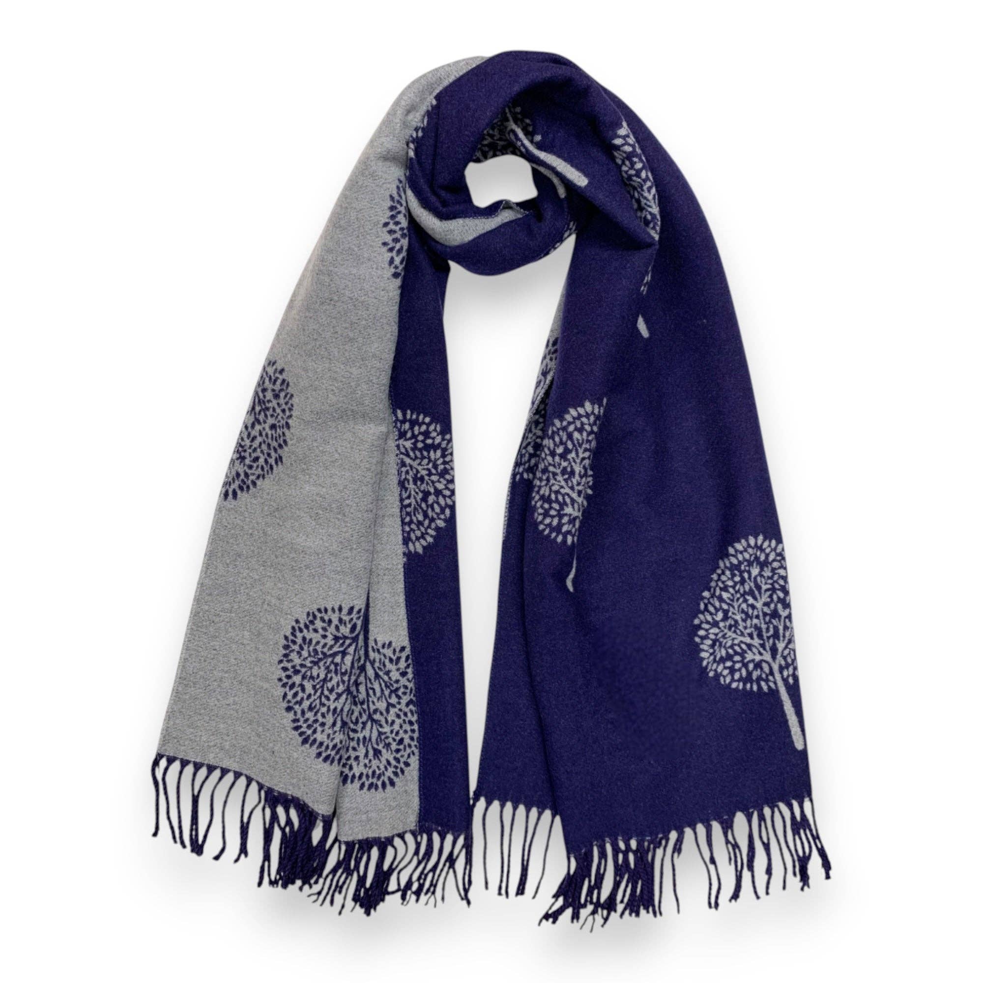 Tree of Life Print Cashmere Blend Winter Scarf