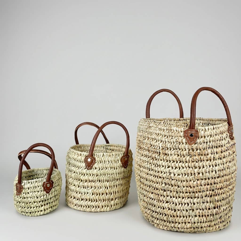 Natural Woven Palm Market Basket