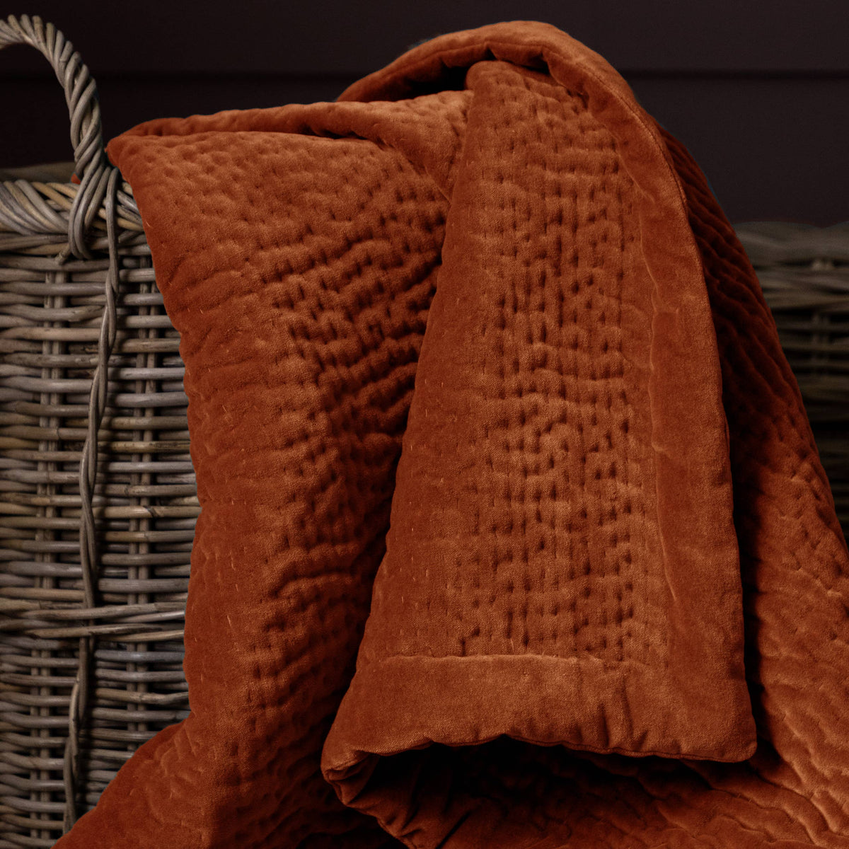 Haze Velvet Quilted Throw Sunset