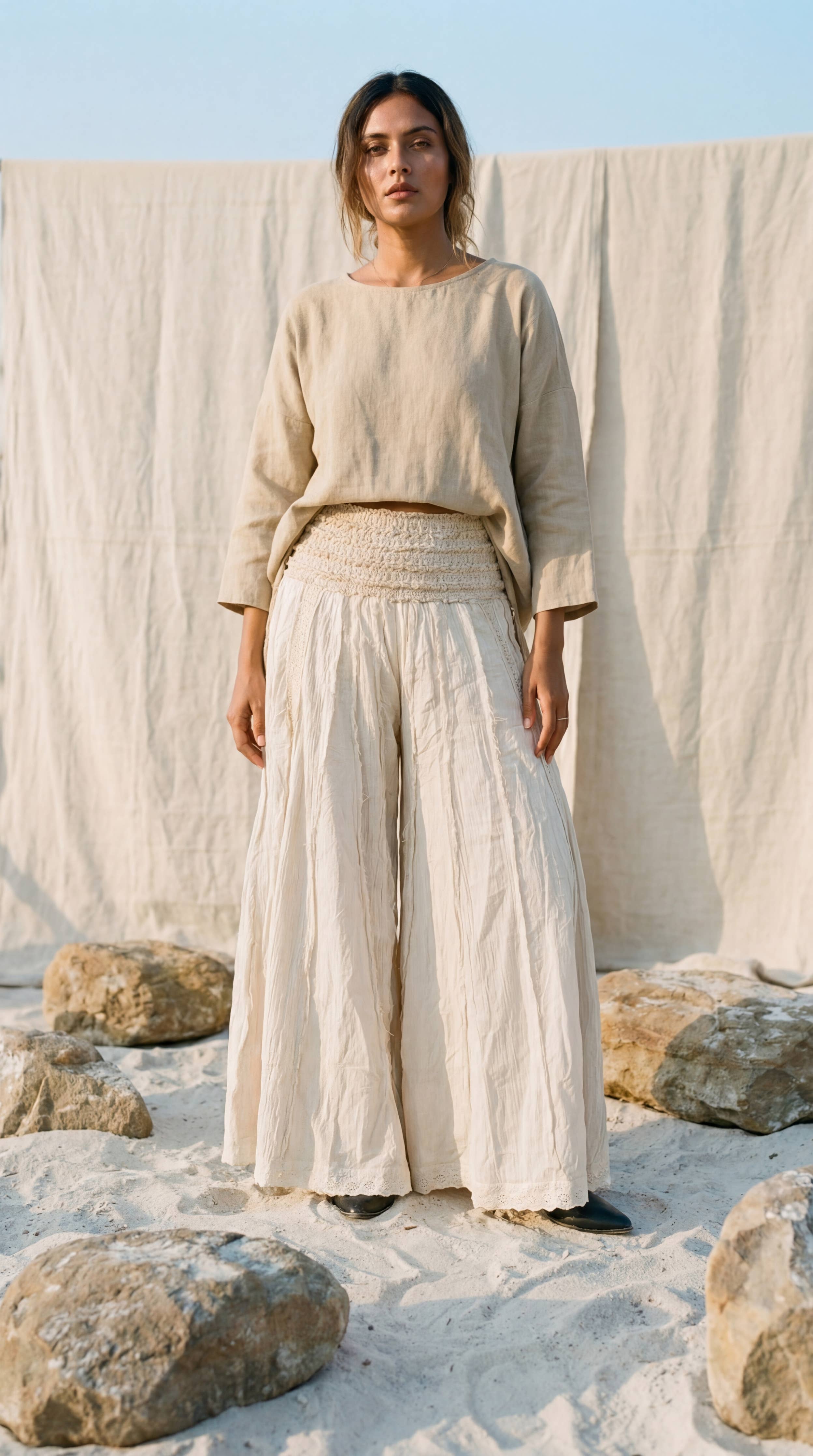 Block Printed Boho Flare Trousers – Wide-Leg
