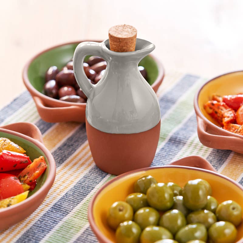 Sintra Glazed Terracotta Oil Drizzler - Stone