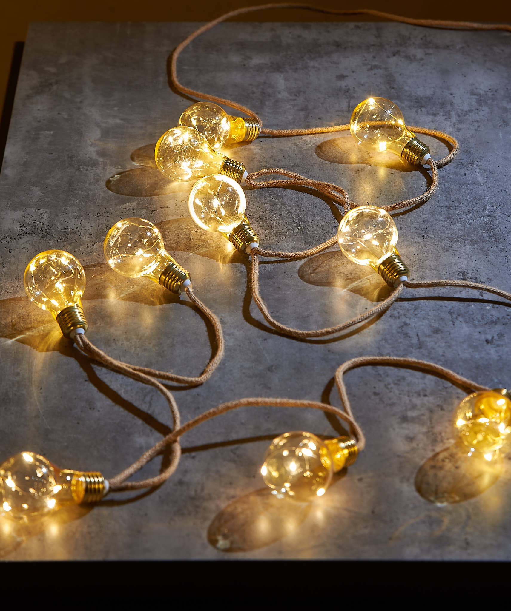 Galaxy Lightbulbs on hemp rope