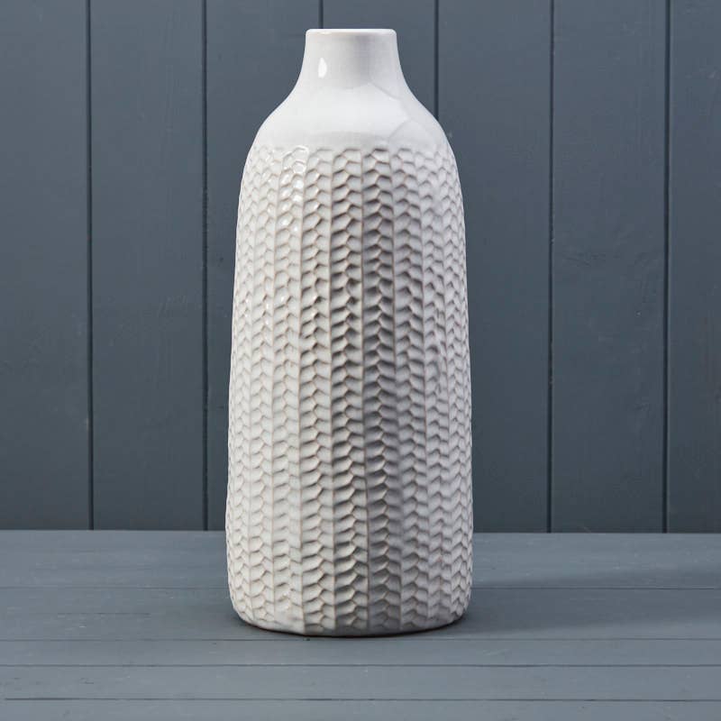 Tall White Ceramic Vase