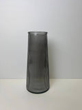 Smoky Grey Tall Ribbed Vase