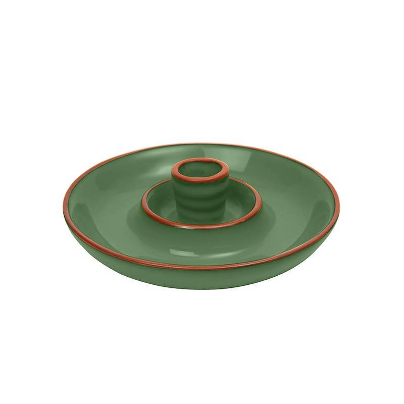 Sintra Glazed Terracotta Olive Dish - Green