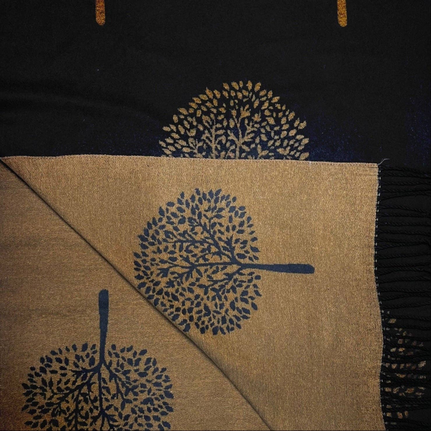 Tree of Life Print Cashmere Blend Winter Scarf