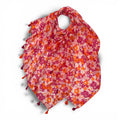 Ladies Meadow Floral Print Scarf with Tassels