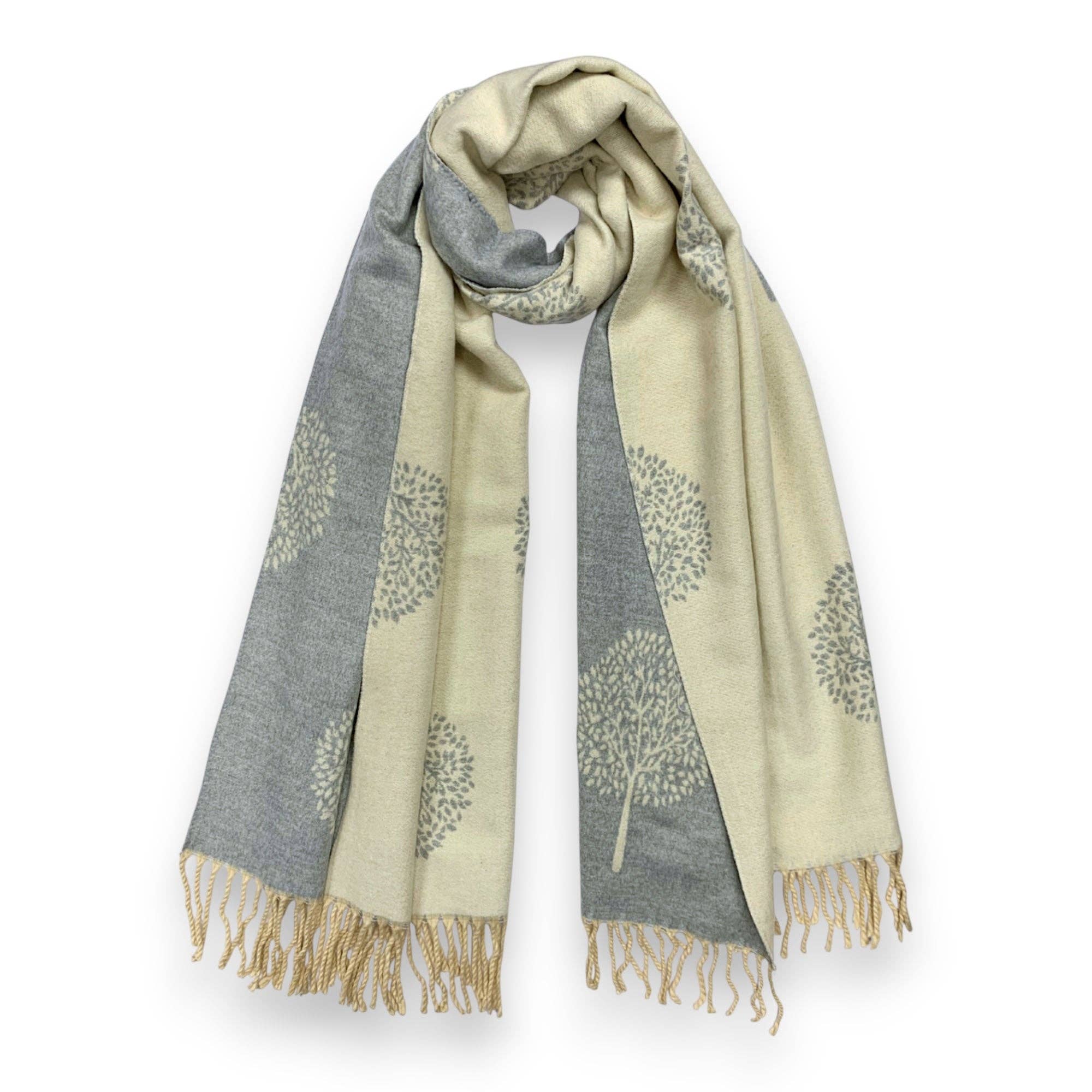Tree of Life Print Cashmere Blend Winter Scarf