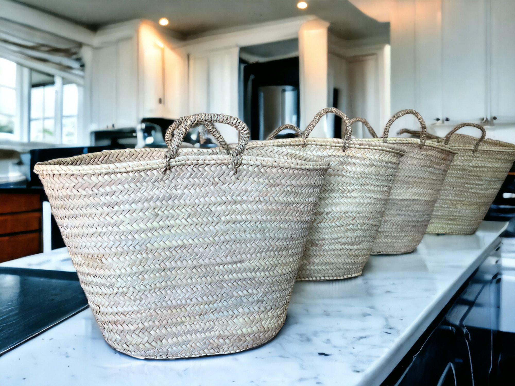 French basket - Straw Woven Handle