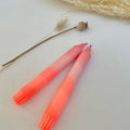 Sherbert Pink and Neon Coral Dip Dyed Dinner Candles