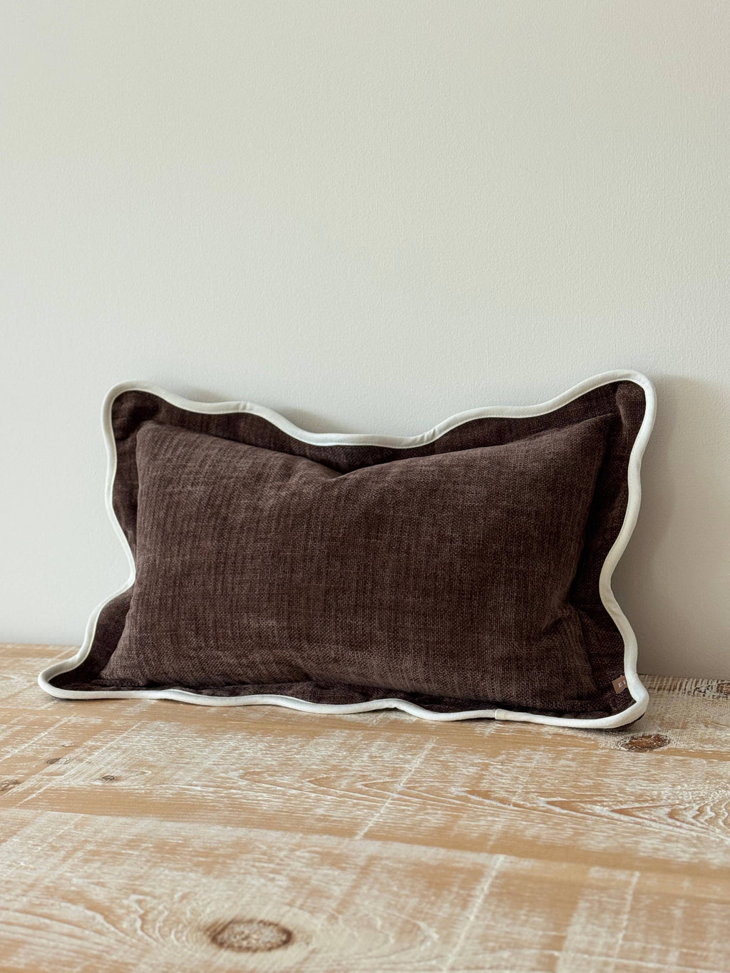 Chloe Dark Brown Scalloped Edge Cushion 50x30