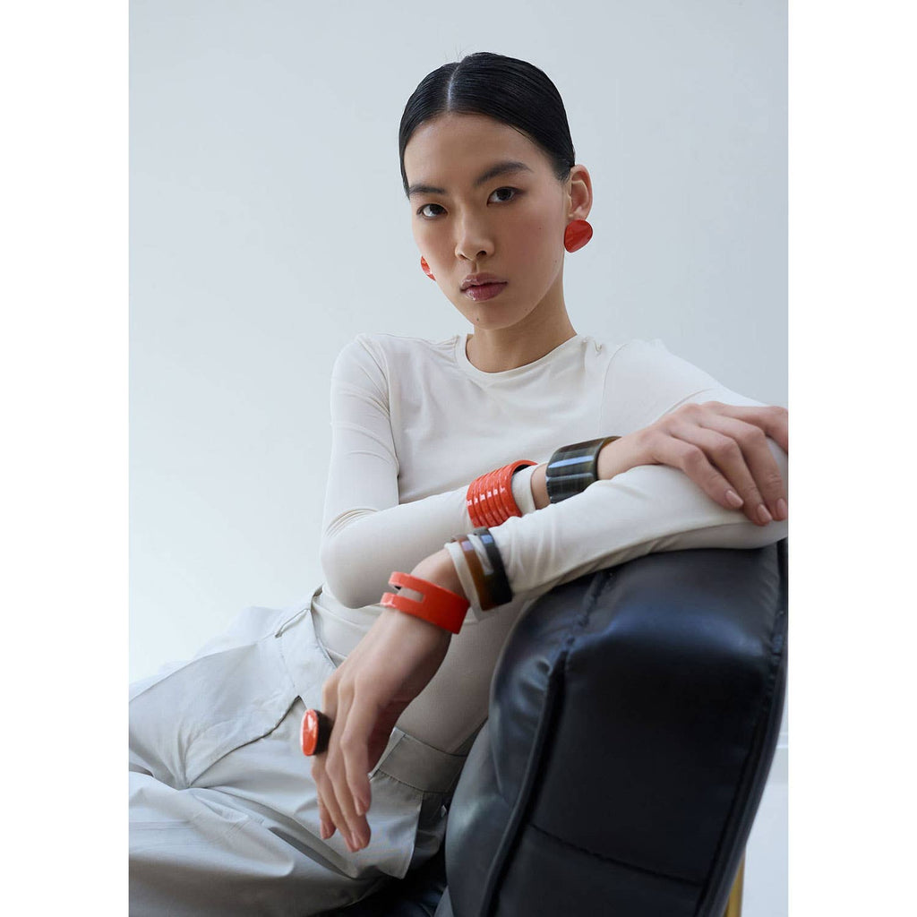 Handmade Orange Round Horn Ring jewellery Gift for women by Branch