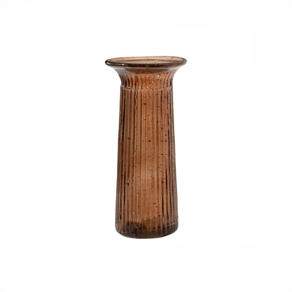 Emmett Glass Vase Traditional Mouth Blown Brown Glass