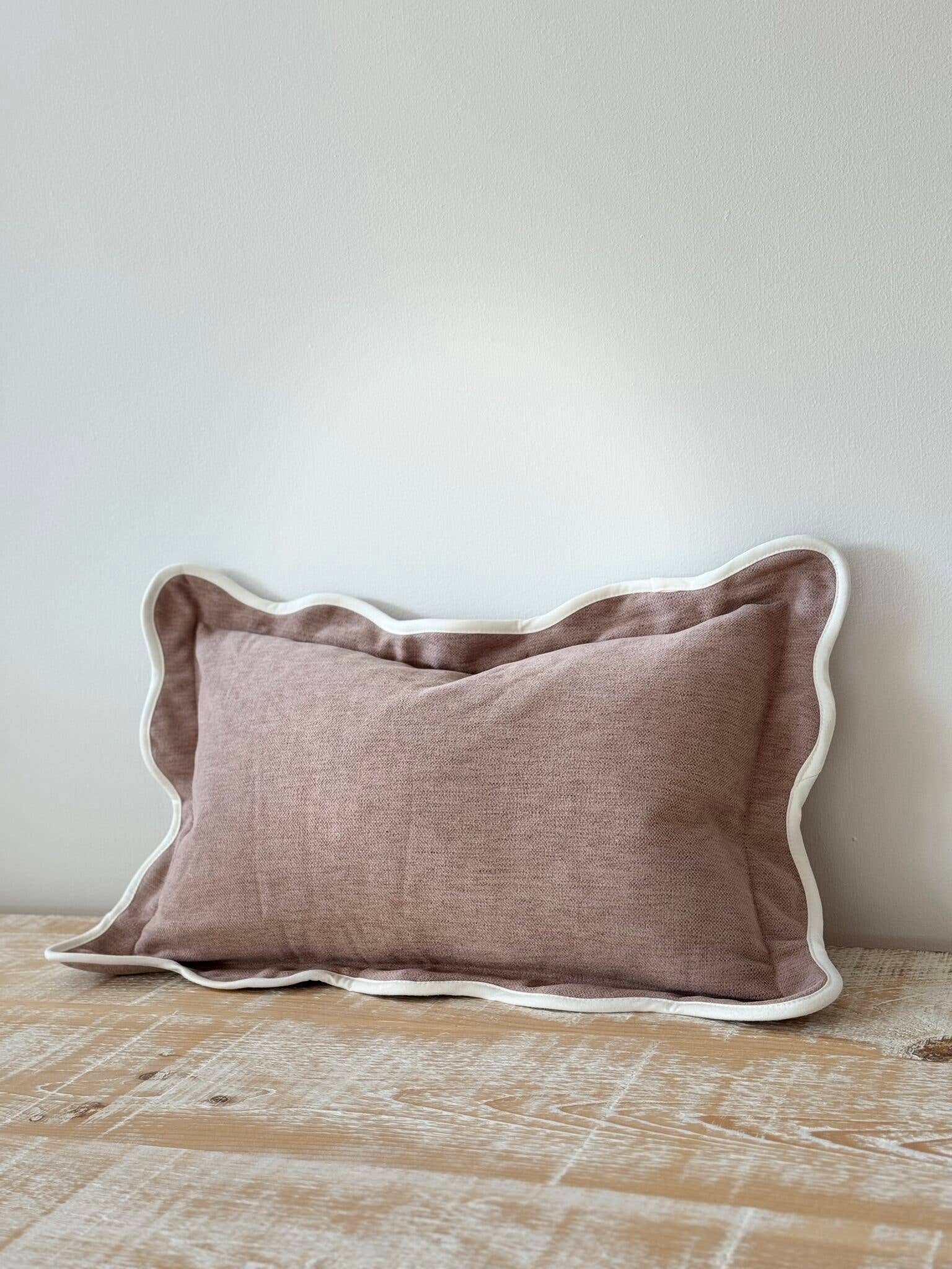Chloe Dusty Pink Scalloped Edge Cushion 50x30