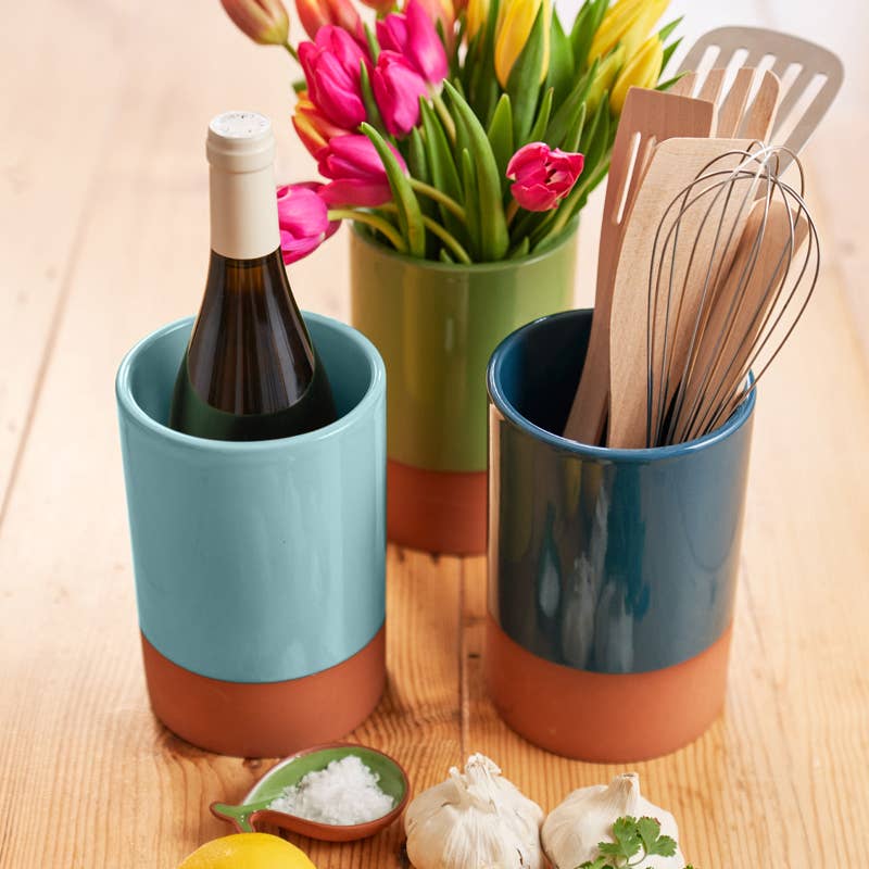 Sintra Glazed Terracotta Wine Cooler - Duck Egg Blue