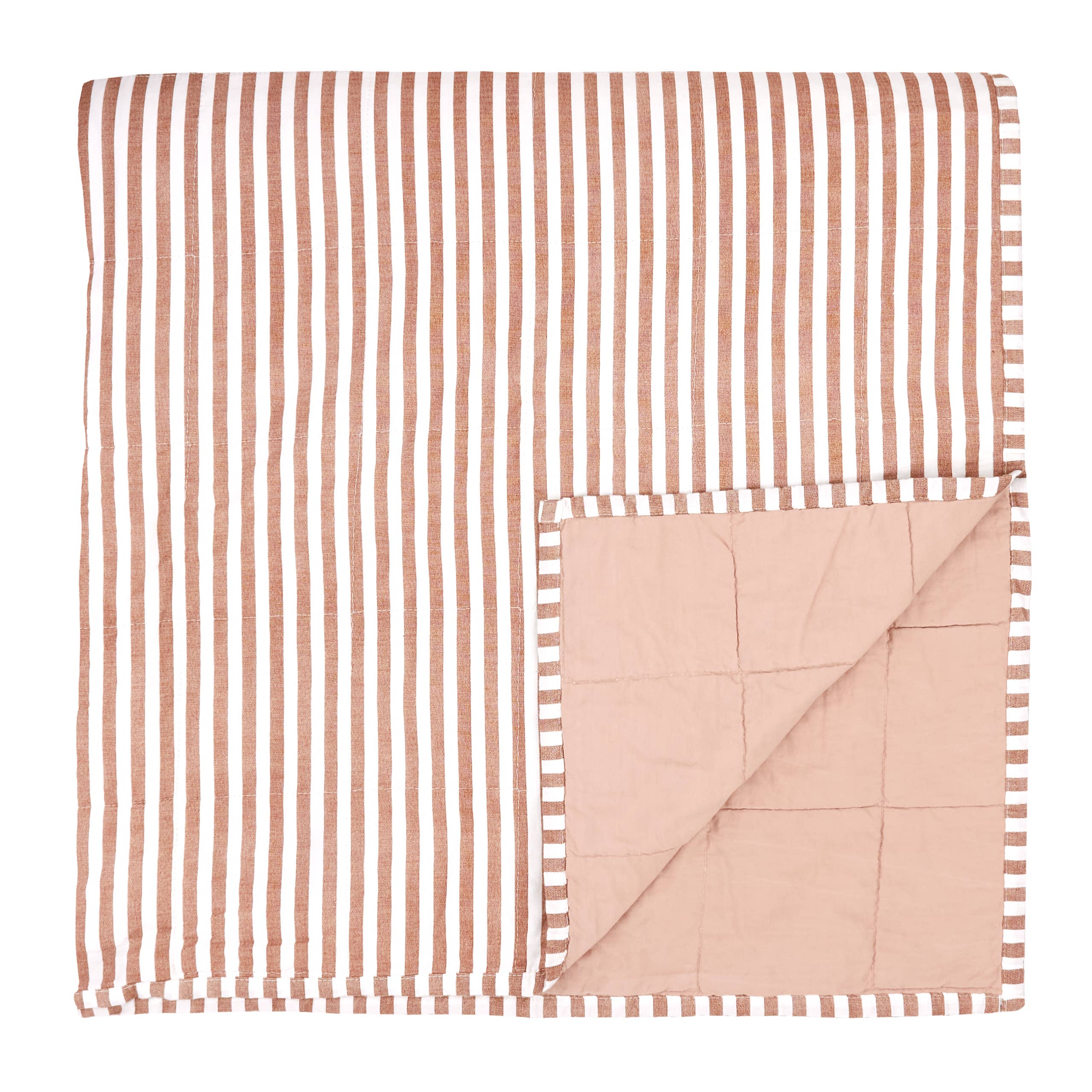 Hebden Quilted Stripe 100% Cotton Bedspread Pecan/Cotta