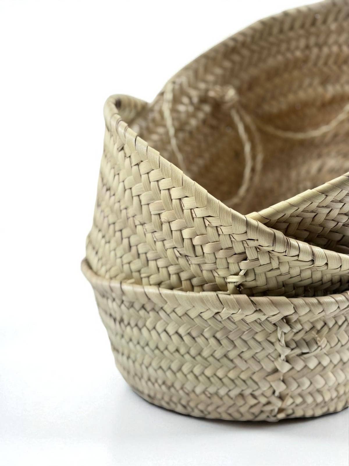 3-Tier Hanging Baskets - Moroccan Palm Leaf Storage Set