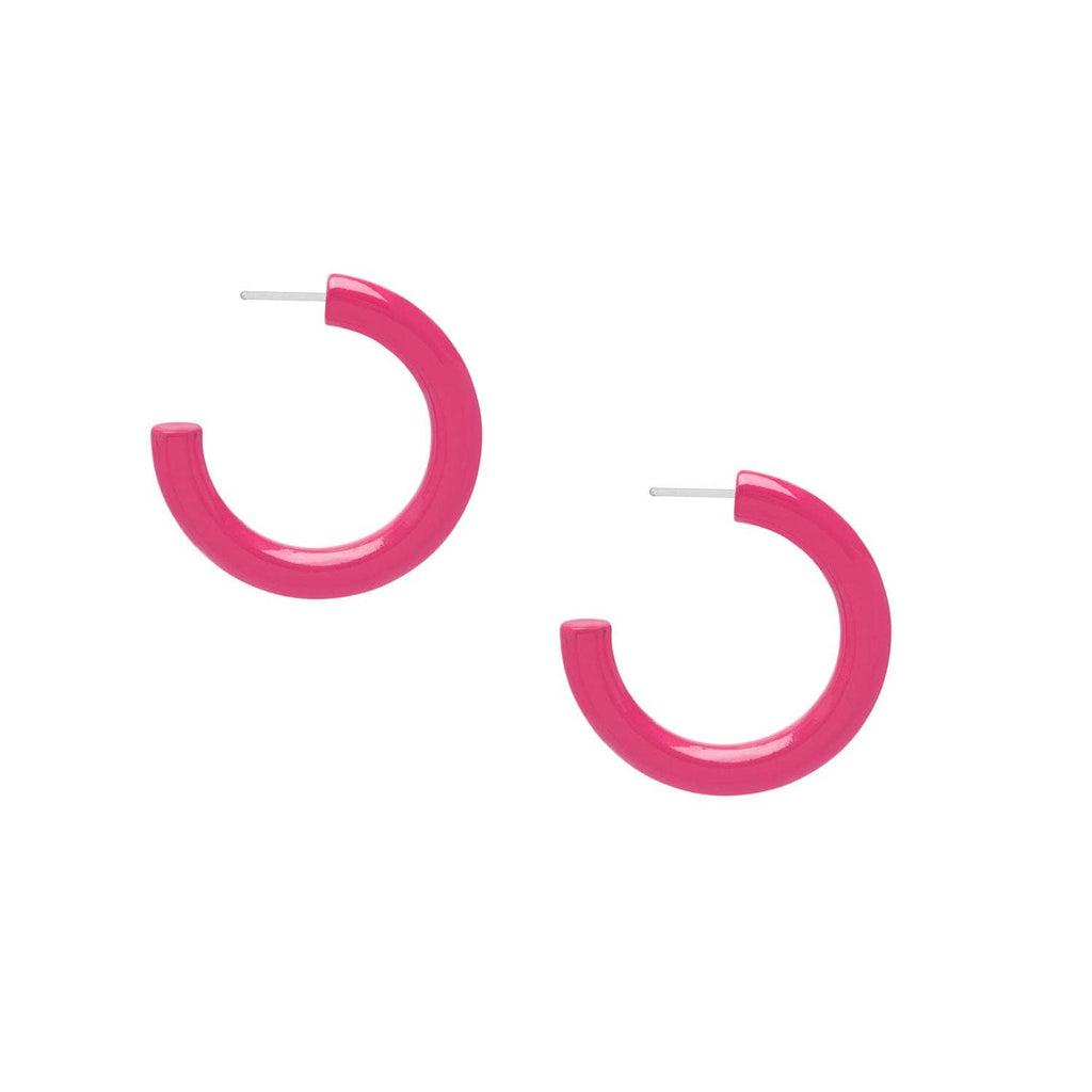 Rounded Fuchsia Pink Lacquered jewellery horn hoop earring