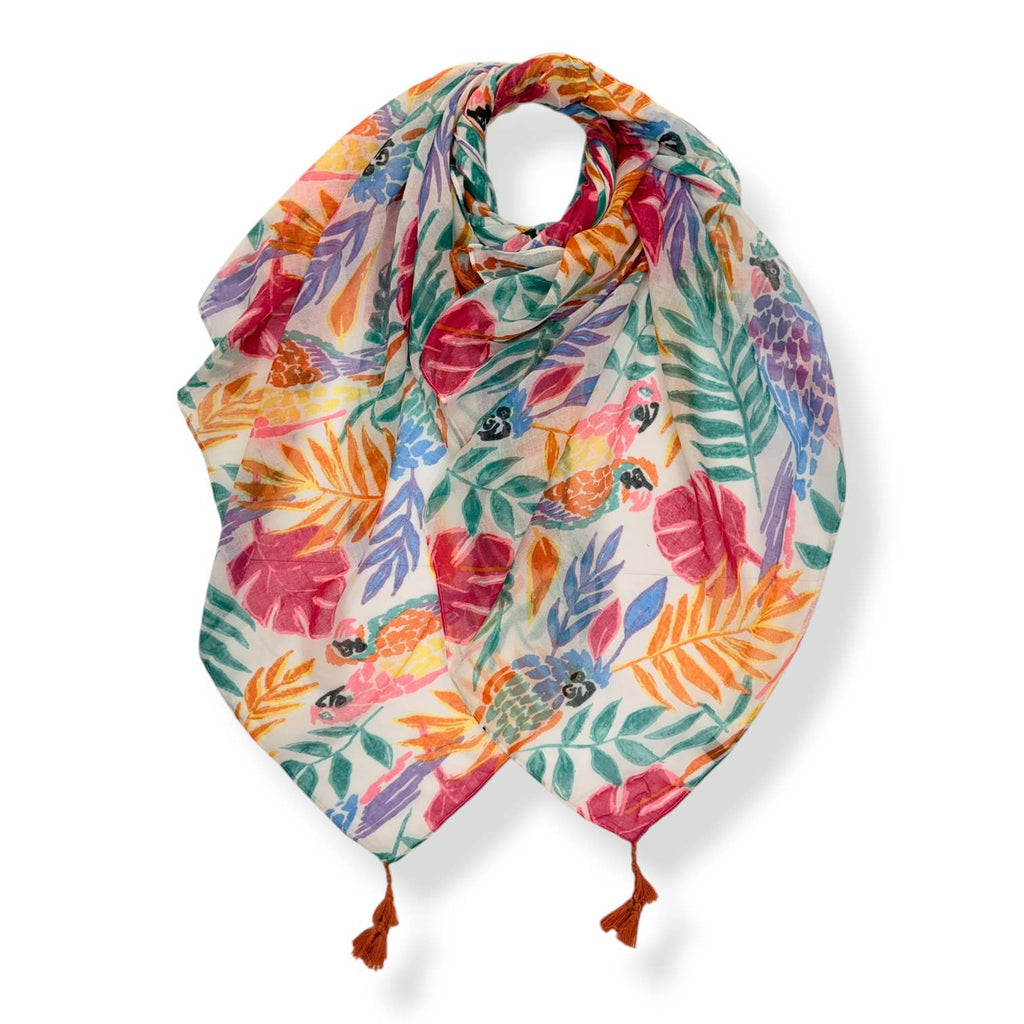 Tropical Parrot Print Scarf