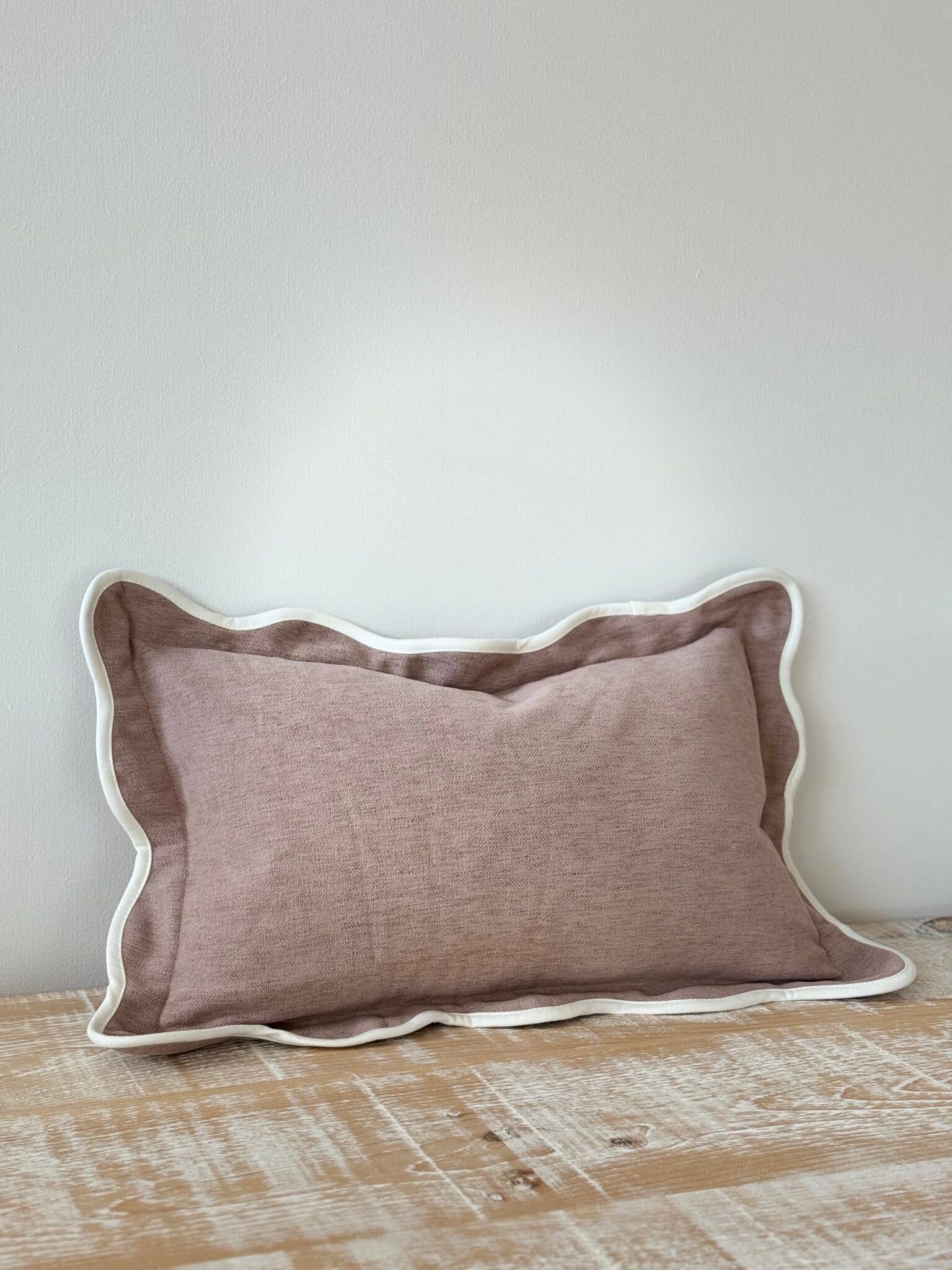 Chloe Dusty Pink Scalloped Edge Cushion 50x30