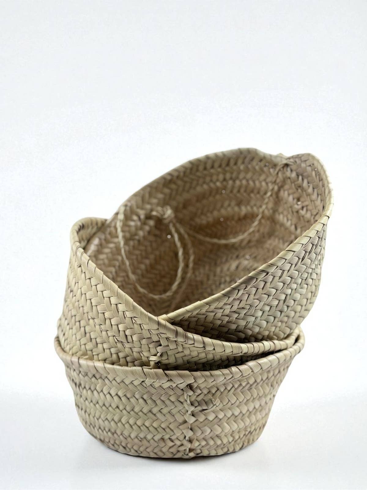 3-Tier Hanging Baskets - Moroccan Palm Leaf Storage Set