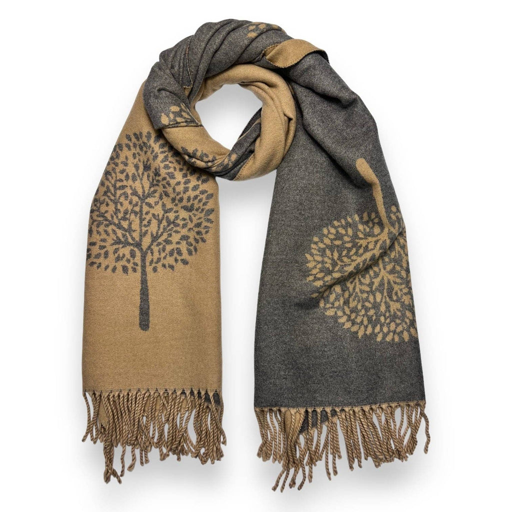 Tree of Life Print Cashmere Blend Winter Scarf
