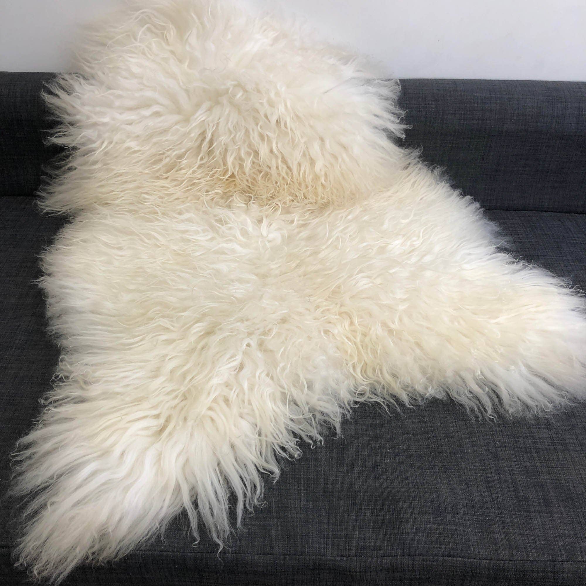 Icelandic Curly White Sheepskin Rug 100%