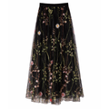 Embroidered Meadow Tulle Skirt in Black