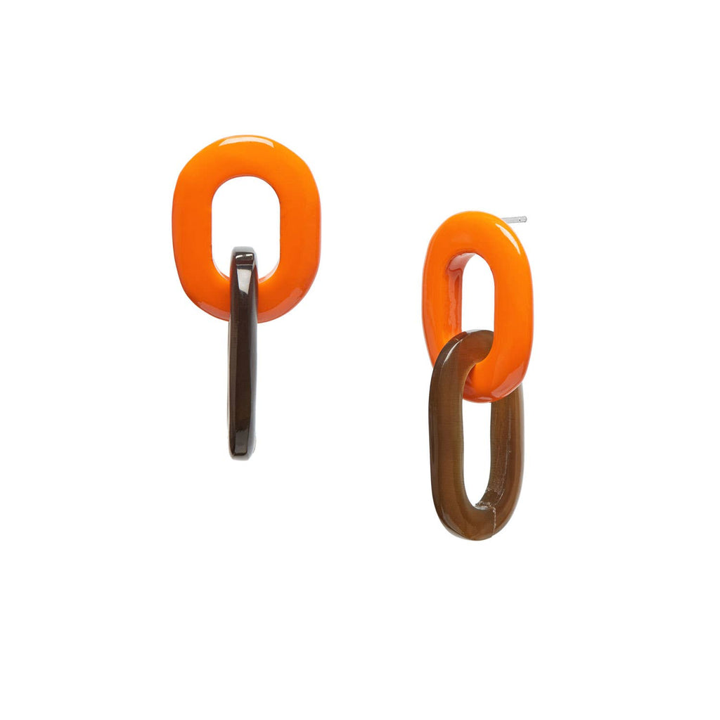 Orange/brown Horn link Earring jewelry gifts for women