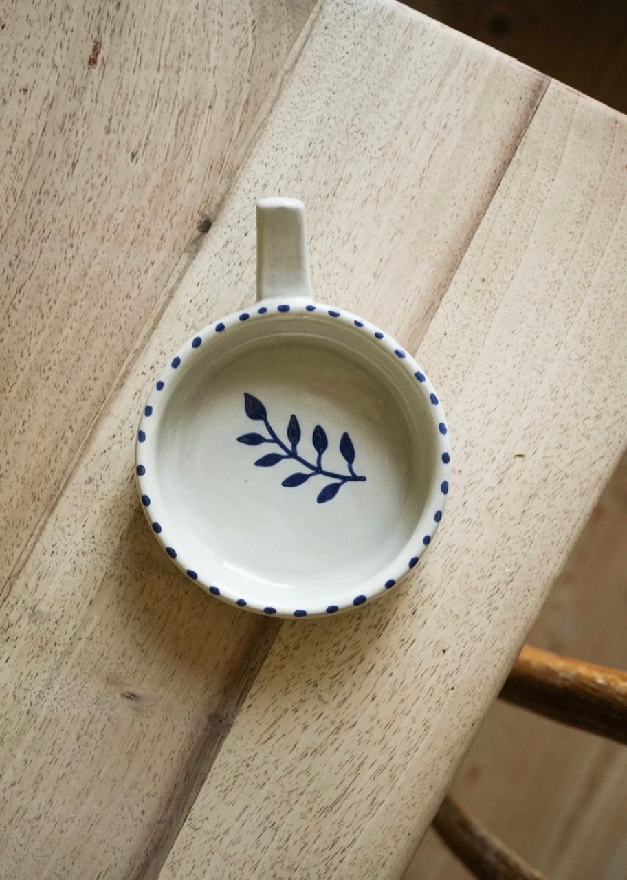 Hand Painted Botanic Olive Dish - Ink