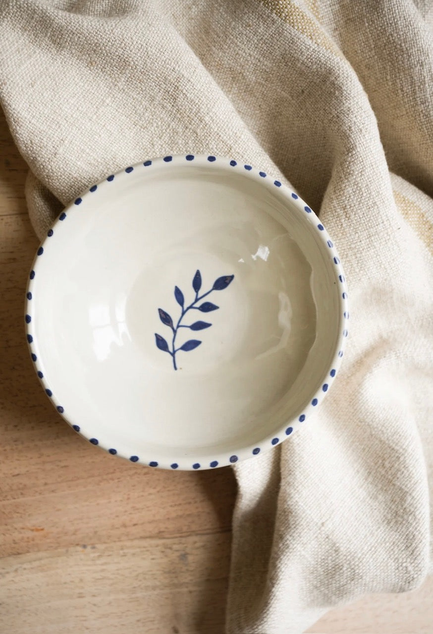Hand Painted Botanic Snack Bowl - Ink