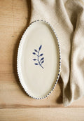 Hand Painted Botanic Oval Plate - Ink