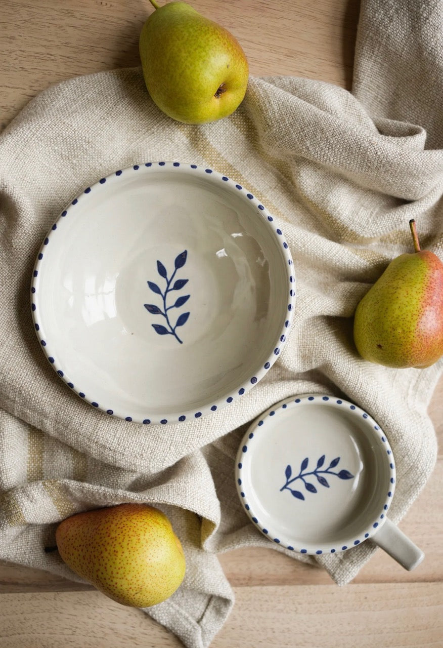 Hand Painted Botanic Olive Dish - Ink